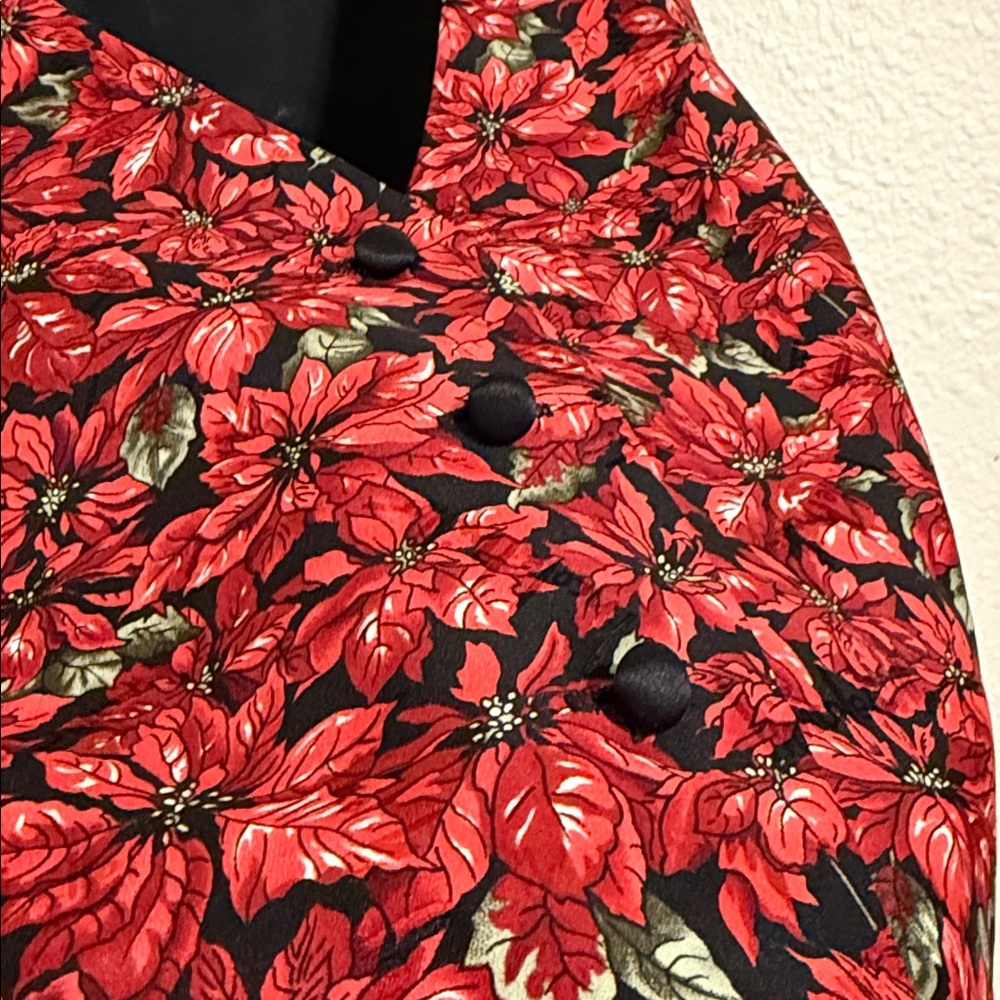 Nicole Miller Vintage Poinsettia Silk Vest Rare 1995 - Picture 7 of 9